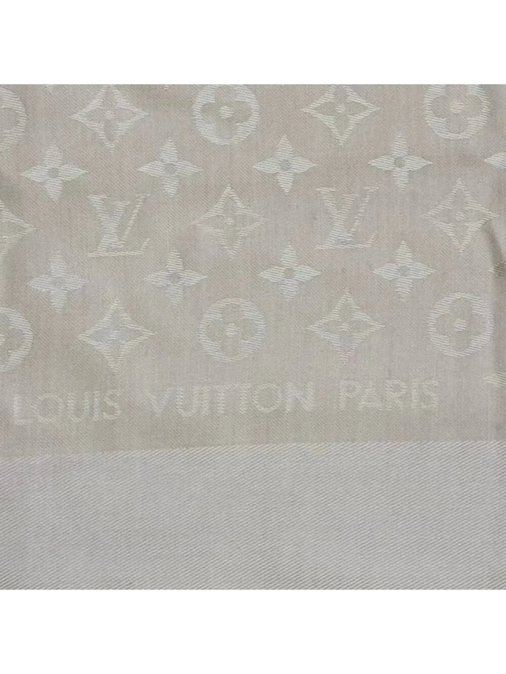 Louis Vuitton Silk Wool Scarf Monogram Beige
